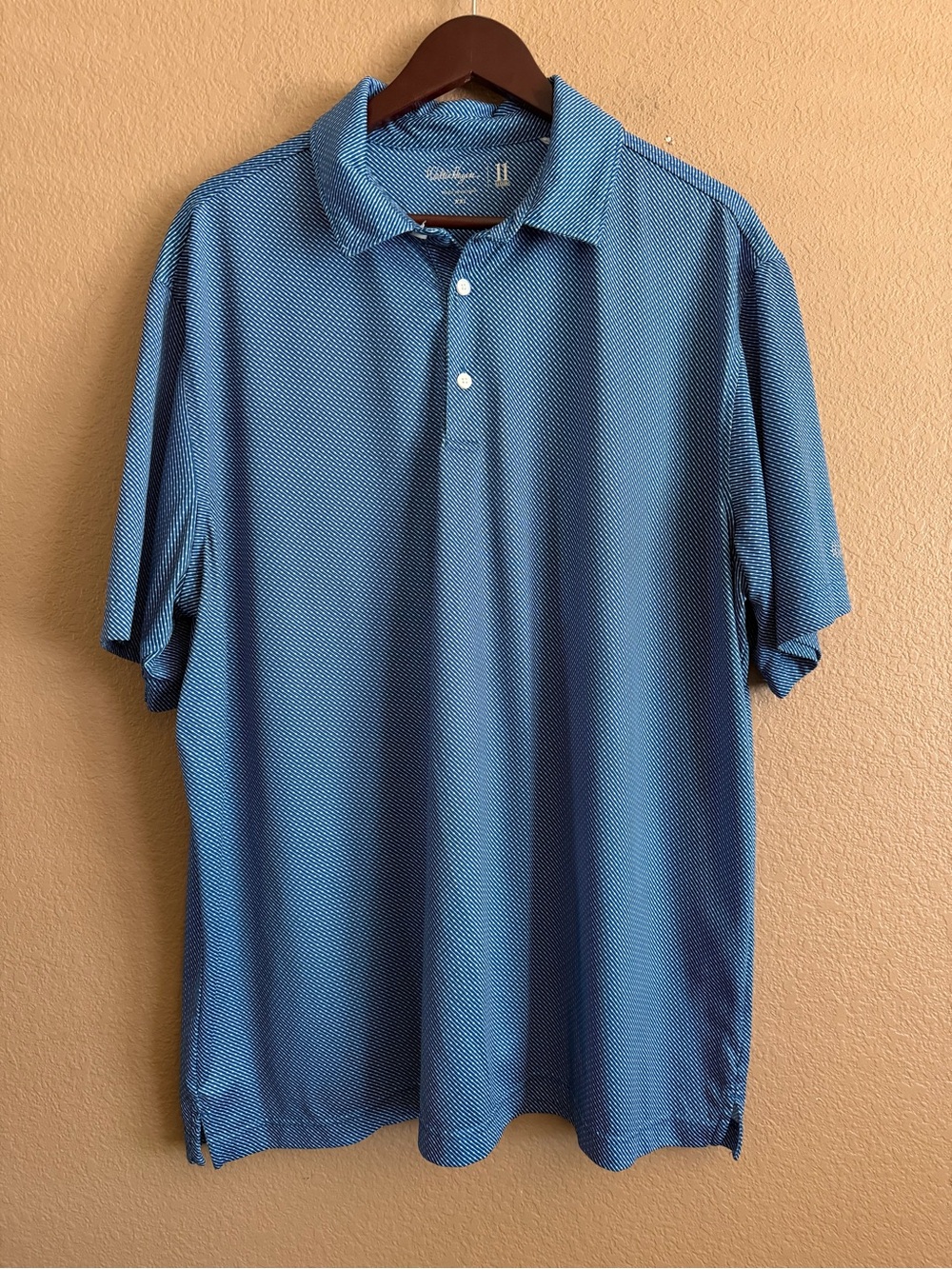 Walter Hagen Blue Micro-Pattern Gold Polo Size XXL